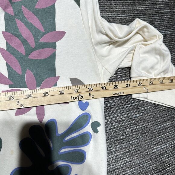 Teddi Sport Polo Shirt Women's Size S White Green Long Sleeve Vintage Floral - Picture 10 of 14